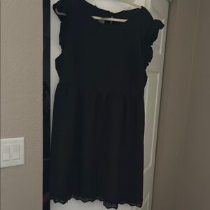 Elegant Black Ruffle Sleeve Dress
